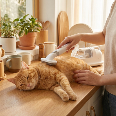 grooming a cat